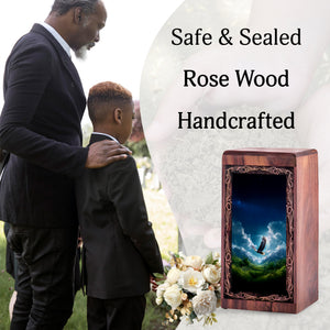 Lightning Eagle Keepshake For Ashes - Rosewood Handmade Memorial Urn For Adult Female