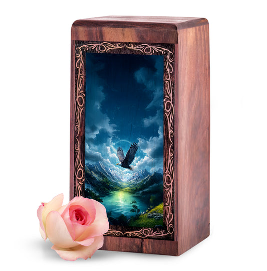 Bald Eagle Valley Theme For Adults Ashes - Funeral Cremation Urn For Burial