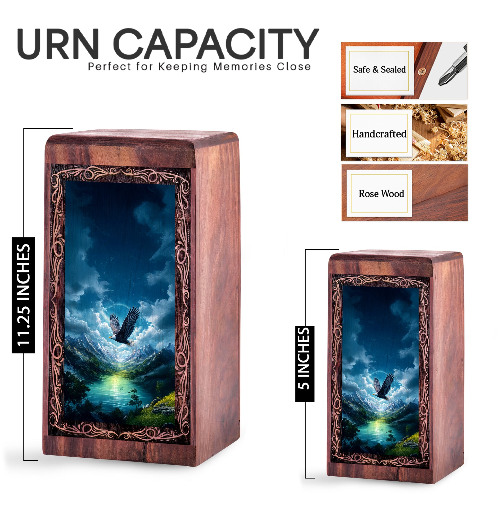 Bald Eagle Valley Theme For Adults Ashes - Funeral Cremation Urn For Burial