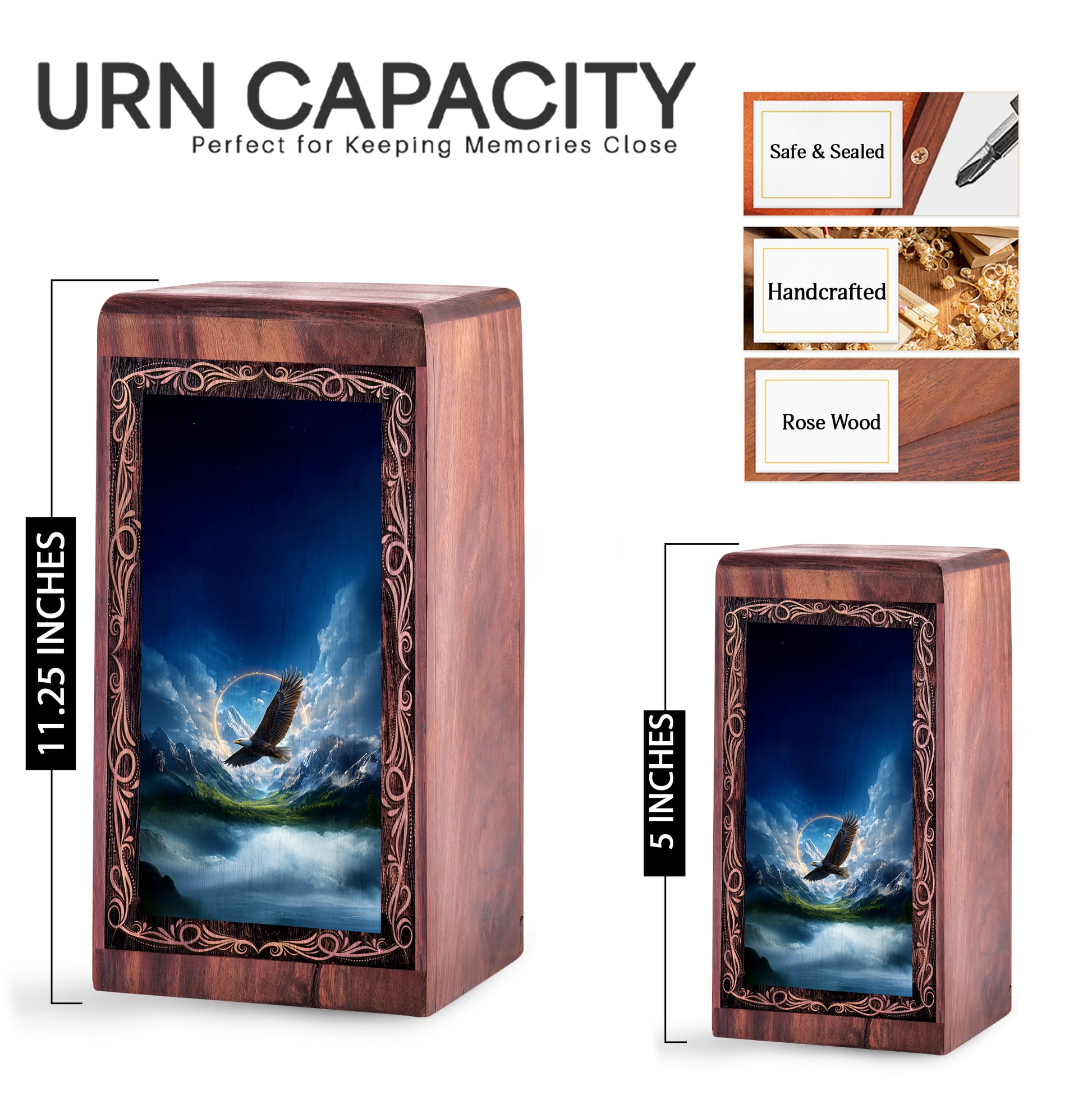 Flying Eagle Sky Cremation Urn - Ocean Theme Memorial Urn For Adult Female