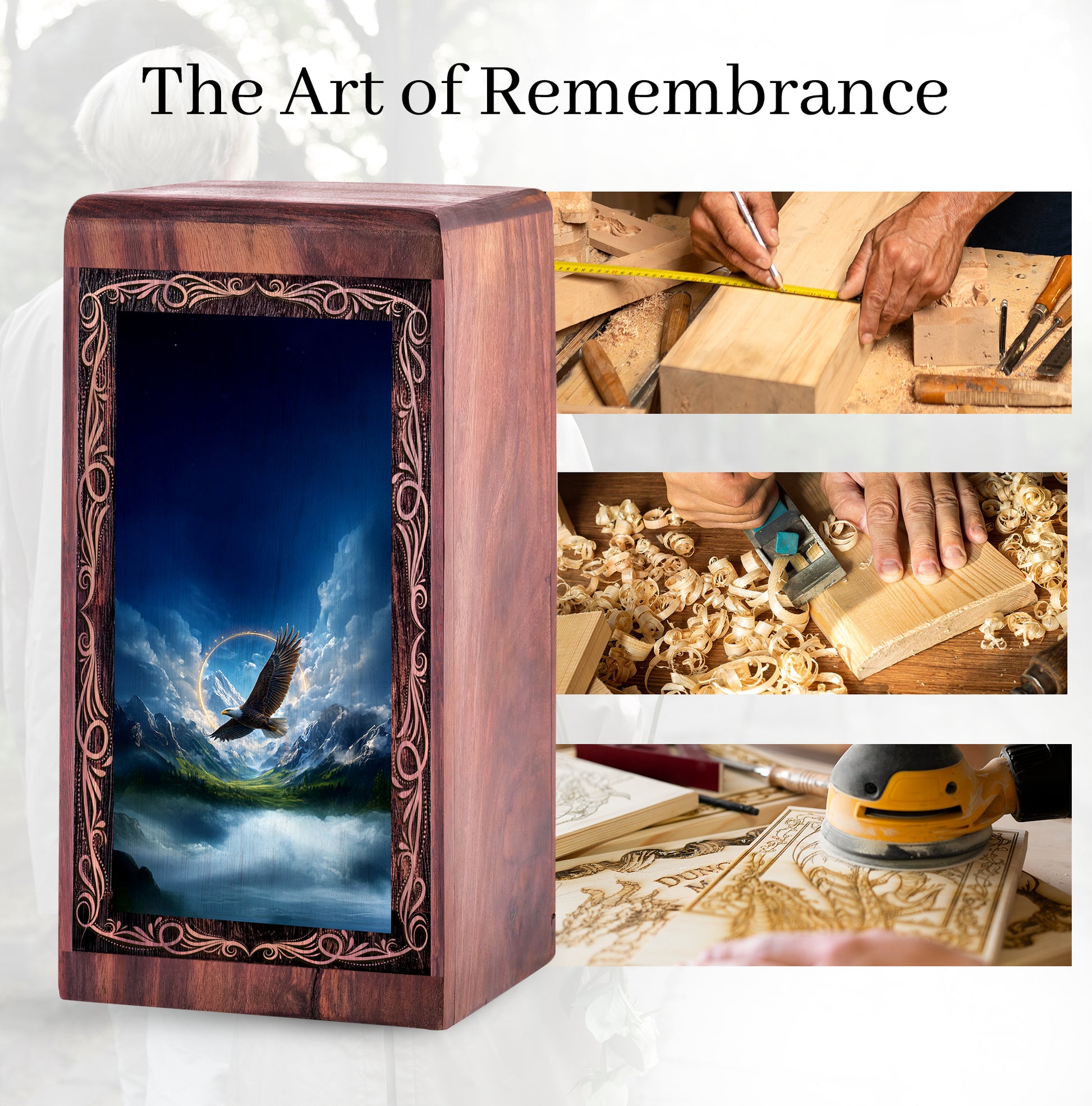 Flying Eagle Sky Cremation Urn - Ocean Theme Memorial Urn For Adult Female