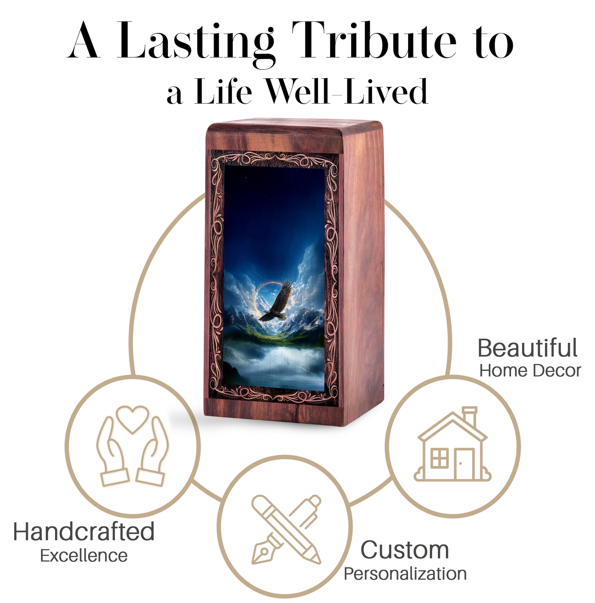 Flying Eagle Sky Cremation Urn - Ocean Theme Memorial Urn For Adult Female