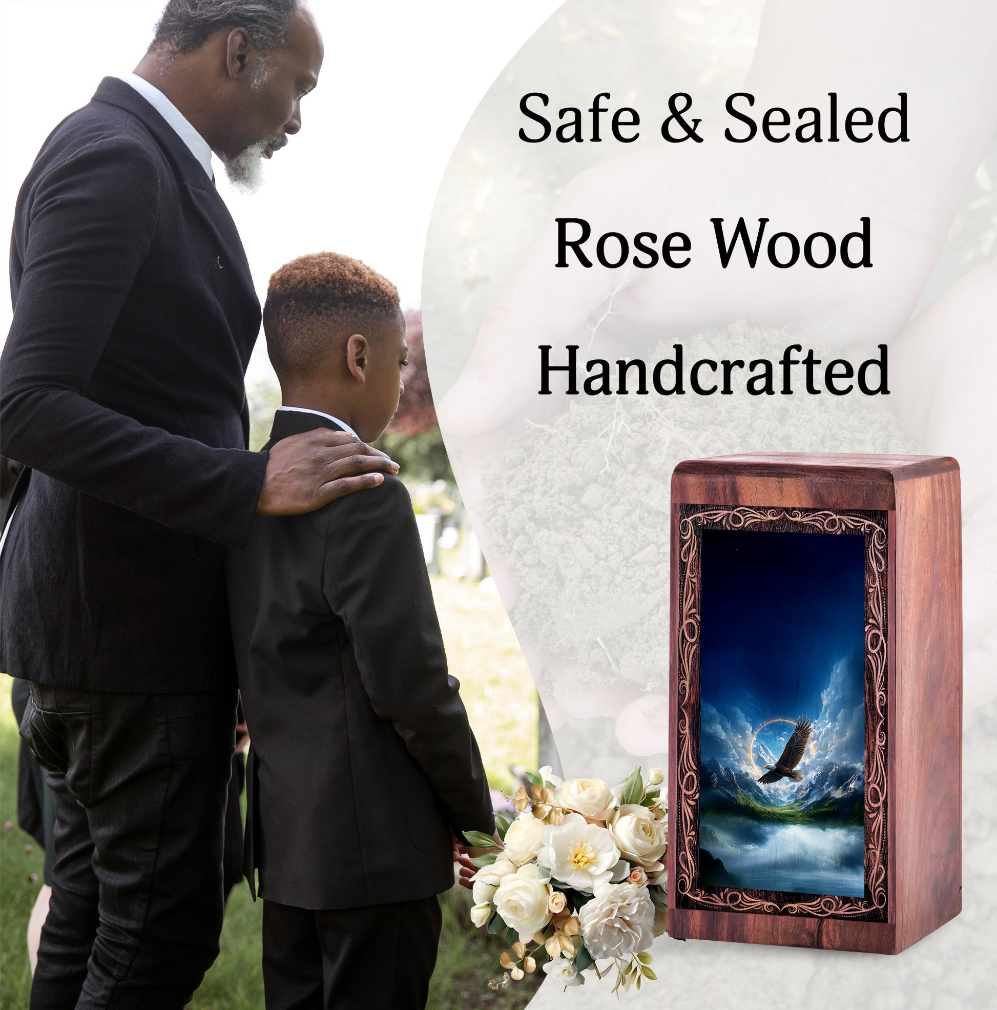 Flying Eagle Sky Cremation Urn - Ocean Theme Memorial Urn For Adult Female