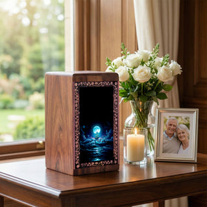 Midnight Ocean Ship Theme Memorial Urn – Wood Funeral Urns For Human Ashes
