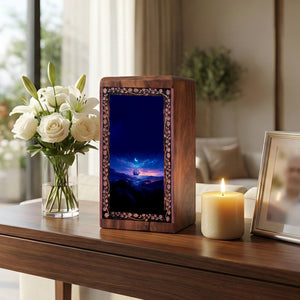Ship Keepshake For Ashes - Night Moon Theme Cremation Keepshake For Adult Man