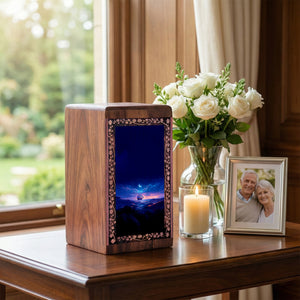 Fantasy Moon Voyage Theme Urn – Wood Keepshake Urns For Woman