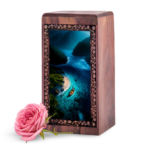 Boat Memorial Urn For Ashes - Island Ocean Theme For Human Ashes