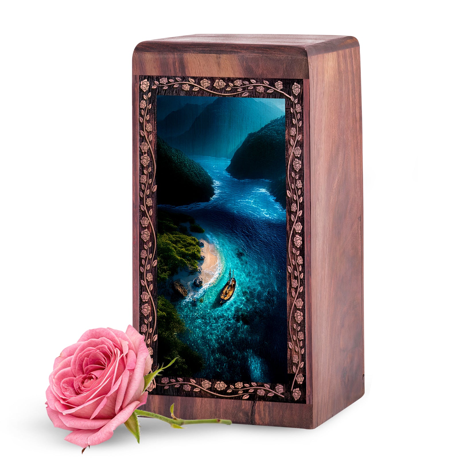 Boat Memorial Urn For Ashes - Island Ocean Theme For Human Ashes