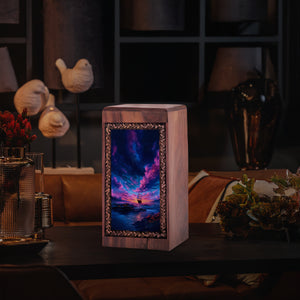 Galaxy Ocean Ship Theme Cremation Urn - Keepshake Urn For Mom & Dad