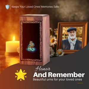 Glowing Dolphin Ship Theme Cremation Urn For Ashes - Premium Wooden Urn Box