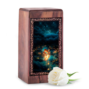 Moonlit Deer Family River Memorial Urn – Night Water Theme For Mom & Dad