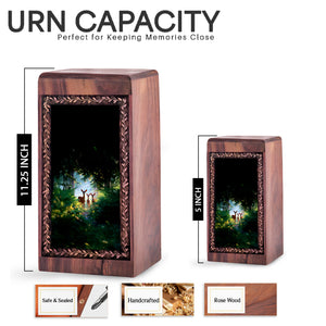 Nature Inspired Deer Woodland Urn - Scenic Forest Theme Funeral Boxes For Ashes