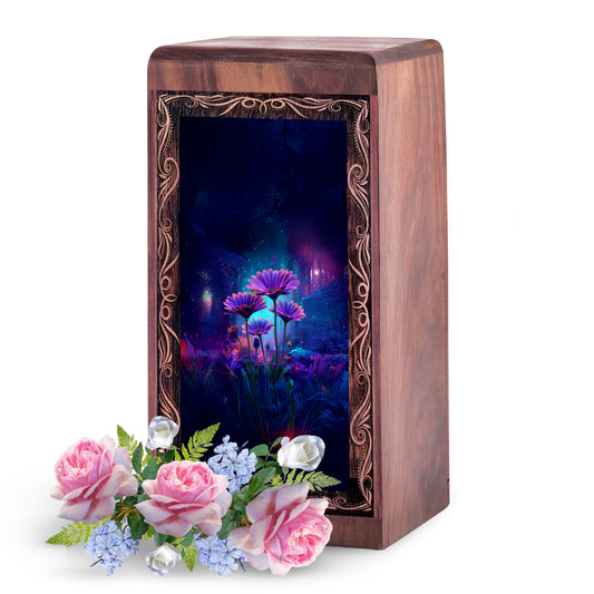 Enchanted Floral Funeral Urn - Night Bloom Theme Memorial Urn For Adult Female