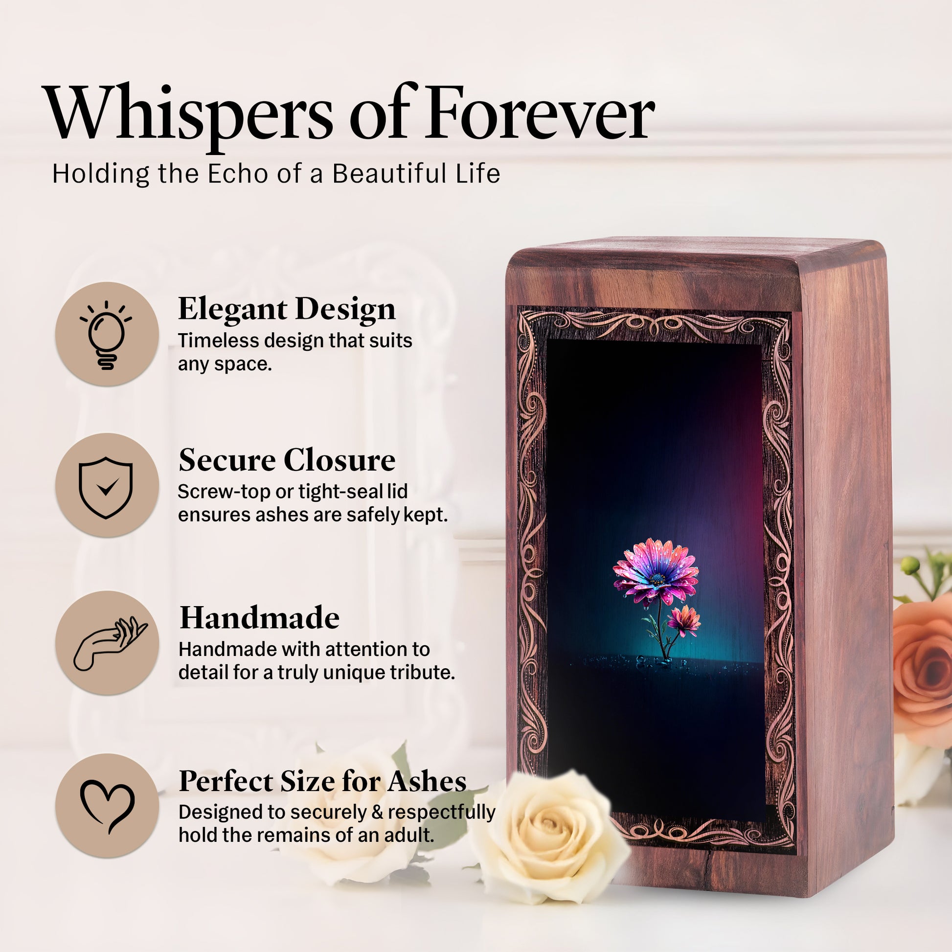 Minimal Gradient Flower Theme Funeral For Man – Wooden Keepshake For Burial