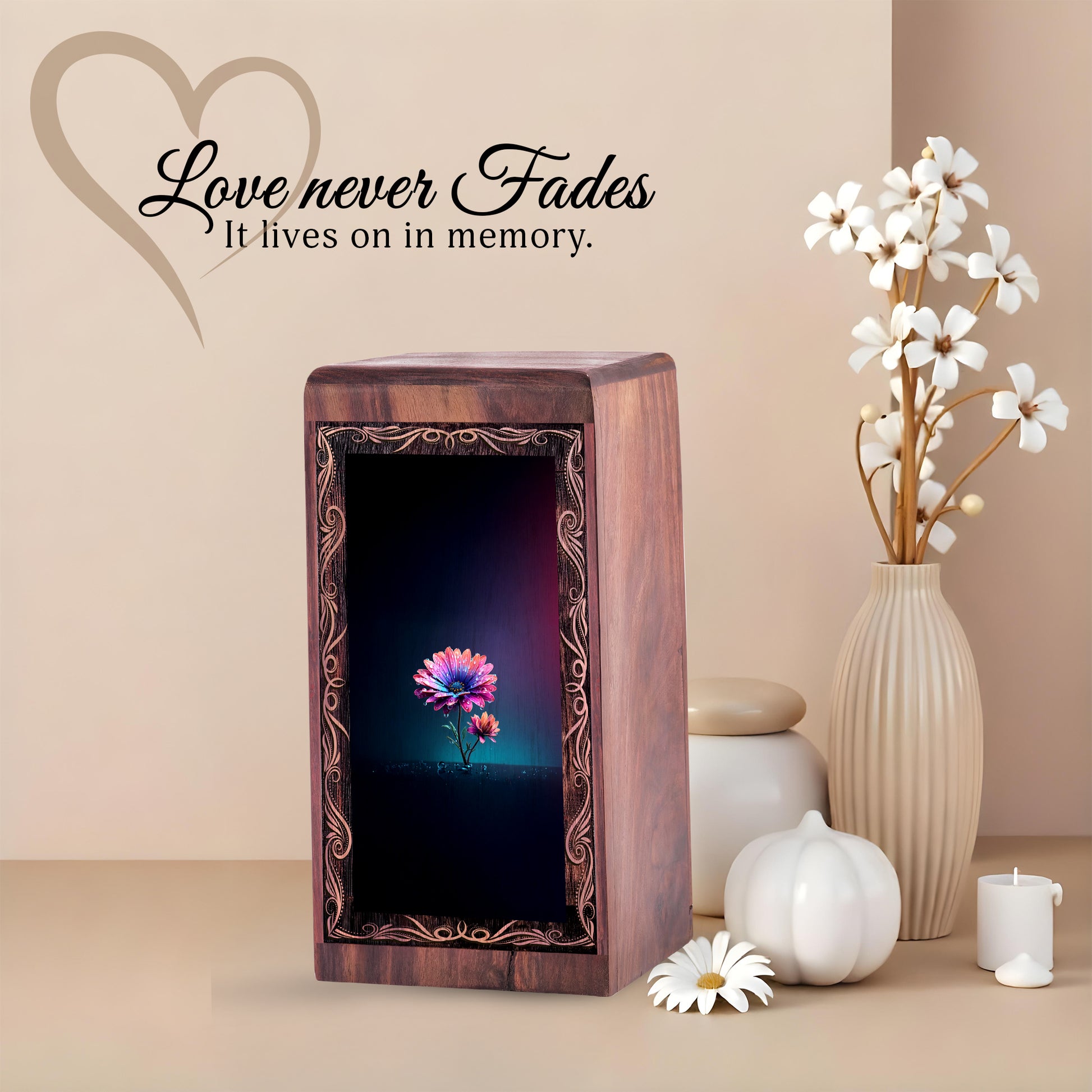 Minimal Gradient Flower Theme Funeral For Man – Wooden Keepshake For Burial
