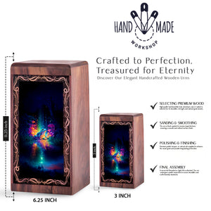 Glowing Frog Cremation Urn for Ashes - Decorative Wooden Box For Human Adults