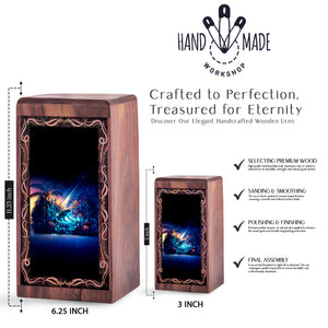 Tropical Night Theme Frog Cremation Urn Box - Wooden Box Keepsake For Human