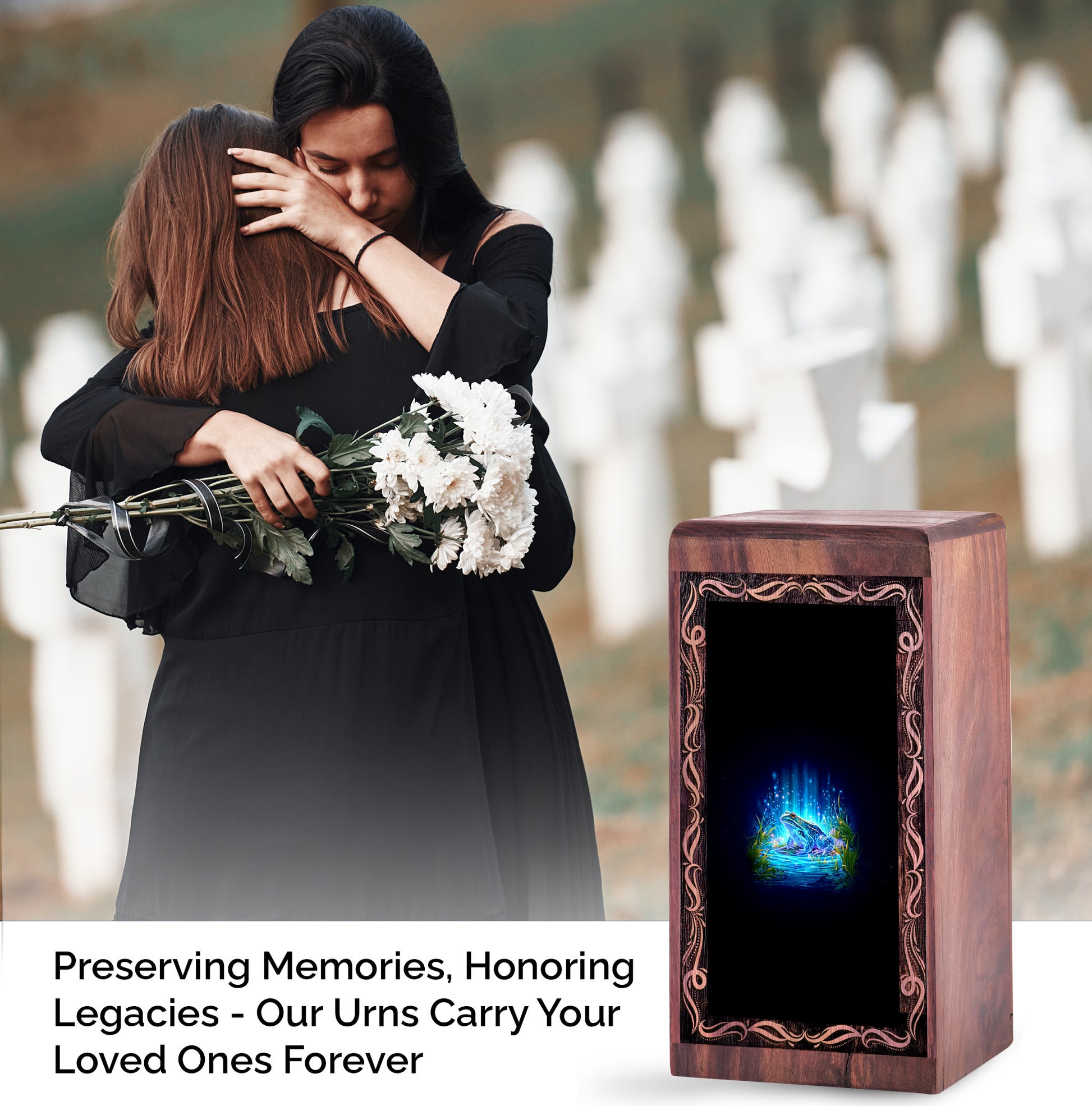 Fantasy Glow Frog Theme Cremation Urn Box - Funeral creamtion Urn For Human Ashes