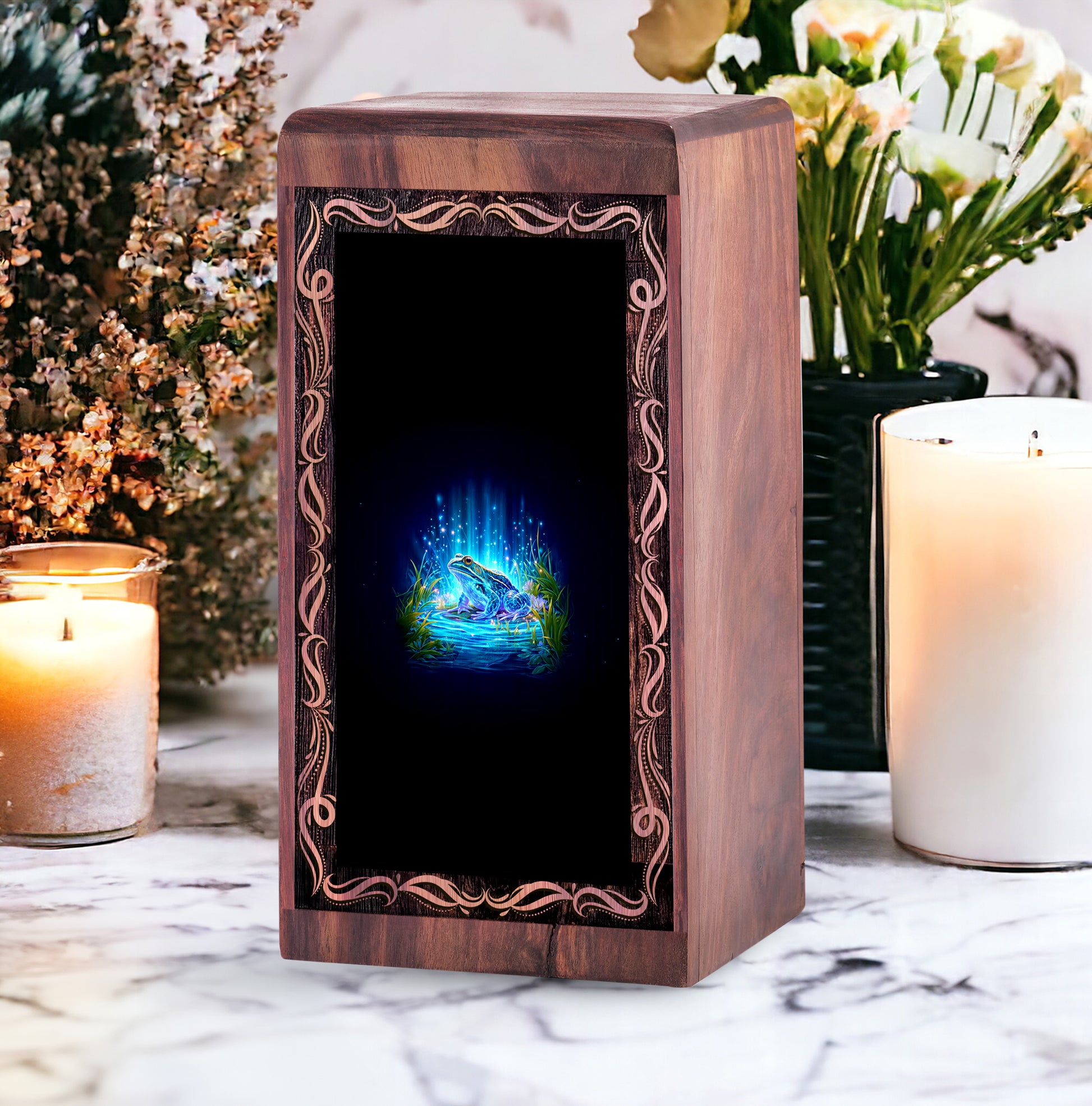 Fantasy Glow Frog Theme Cremation Urn Box - Funeral creamtion Urn For Human Ashes