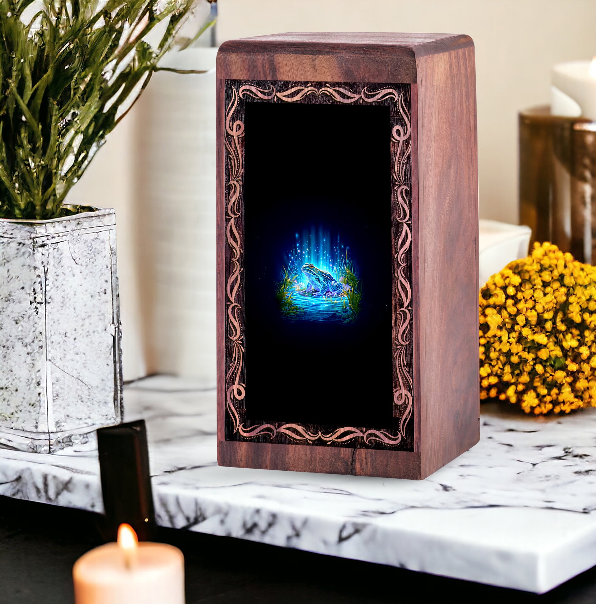 Fantasy Glow Frog Theme Cremation Urn Box - Funeral creamtion Urn For Human Ashes