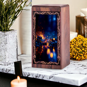 Frog Wooden Box Keepsake For Human - Night Reflection Theme Cremation Urn Box