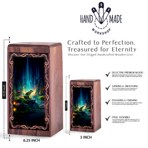 Mystic Waterfall Frog Theme Cremation Urn Box - Funeral For Human Ashes Adult Male