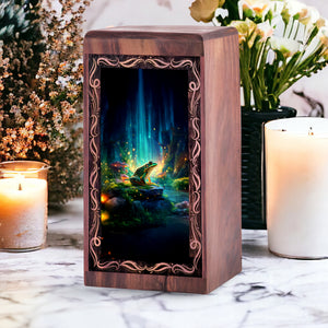 Mystic Waterfall Frog Theme Cremation Urn Box - Funeral For Human Ashes Adult Male