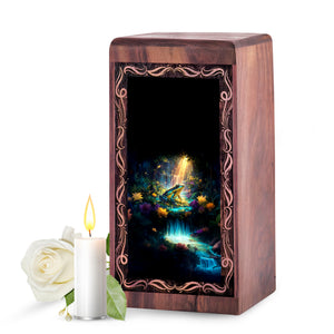 Enchanted Forest Frog Urn Box For Ashes - Wooden Urn Box For Human Ashes Adult