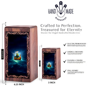 Stormy Sea Frog Cremation Urn Box - Wooden Keepsake Cremation Urns For Ashes