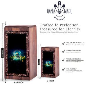 Mystic Spell Frog keepsake Box - Funerary Wooden Urn For Adults Ashes