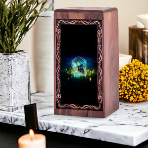 Mystic Spell Frog keepsake Box - Funerary Wooden Urn For Adults Ashes