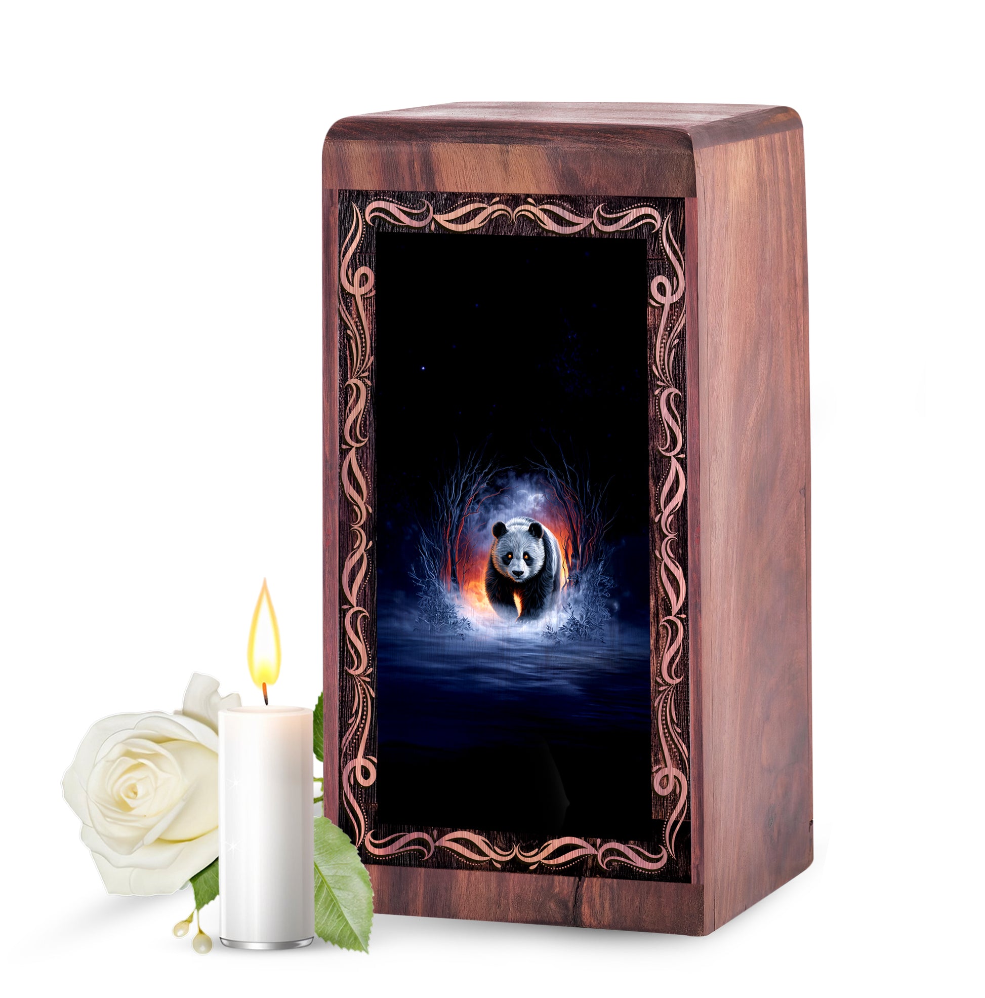 Panda Memorial Urn For Ashes – Handmade Rosewood Cremation Urn For Ashes