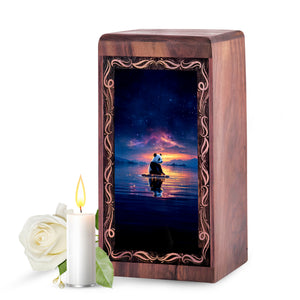 Panda Urn For Human Ashes - Spiritual Lake Sunset Theme Keepshake For Adult Male