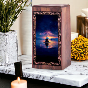 Panda Urn For Human Ashes - Spiritual Lake Sunset Theme Keepshake For Adult Male