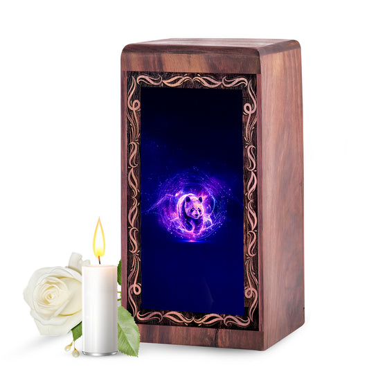Panda Cosmic Theme Handmade Wood Urn Box - Memorial Box Urns For Human Ashes Adult