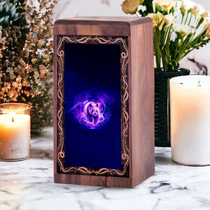 Panda Cosmic Theme Handmade Wood Urn Box - Memorial Box Urns For Human Ashes Adult