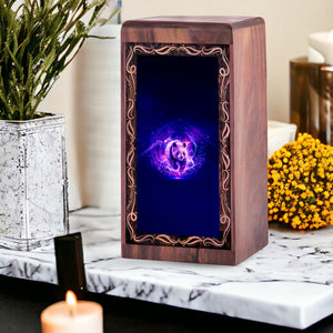 Panda Cosmic Theme Handmade Wood Urn Box - Memorial Box Urns For Human Ashes Adult