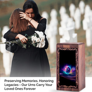 Panda Mystic Rainbow Theme Urn – Keepshake Rosewood Box For Adult Female