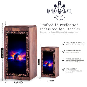 Panda Flame Reflection Theme Handmade Urn – Memorial Cremation Urn For Burial
