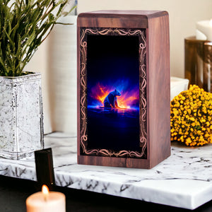 Panda Flame Reflection Theme Handmade Urn – Memorial Cremation Urn For Burial