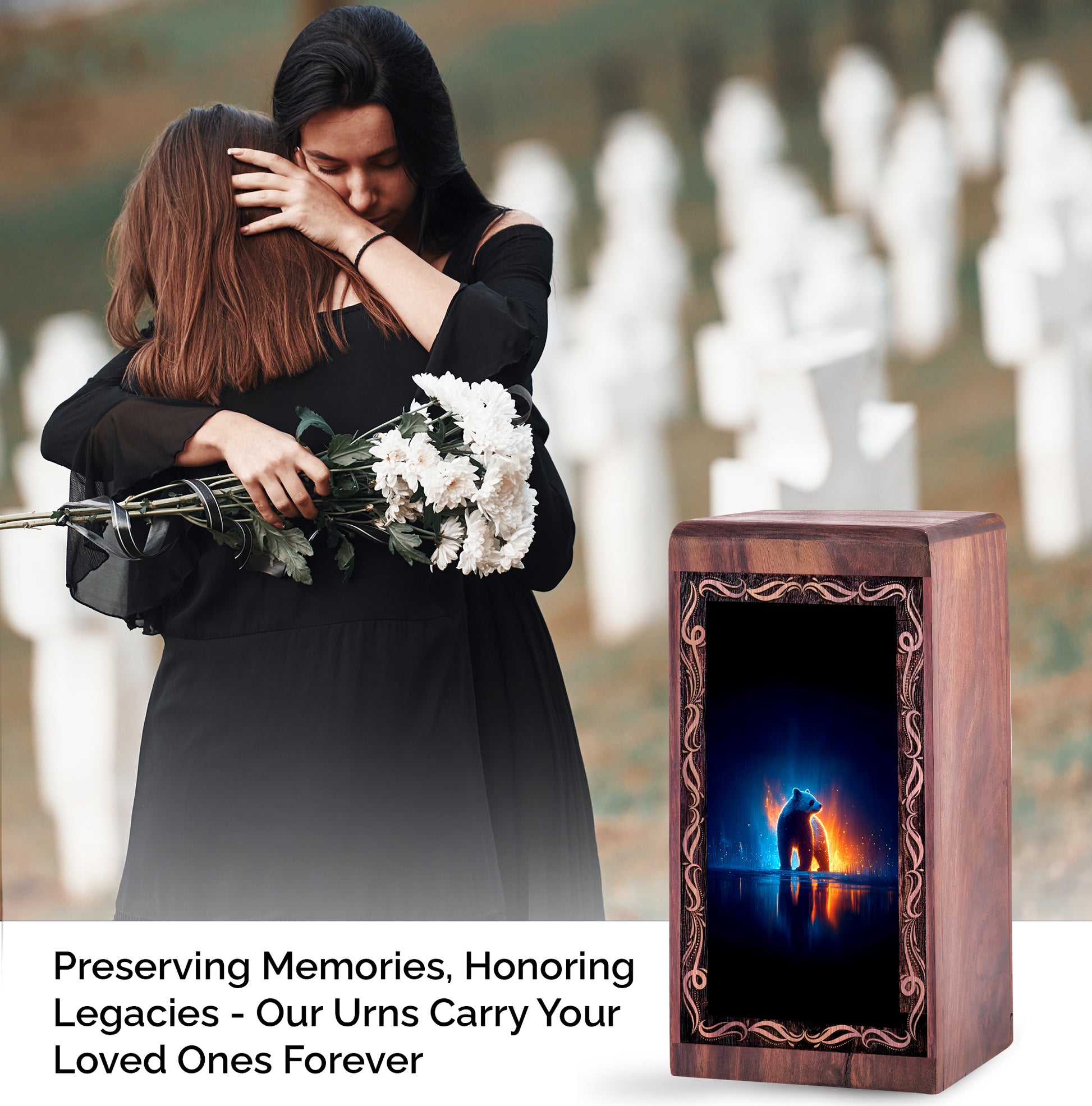 Spirit Bear Cremation Urn – Night Glow Theme Cremation Urn For Burial