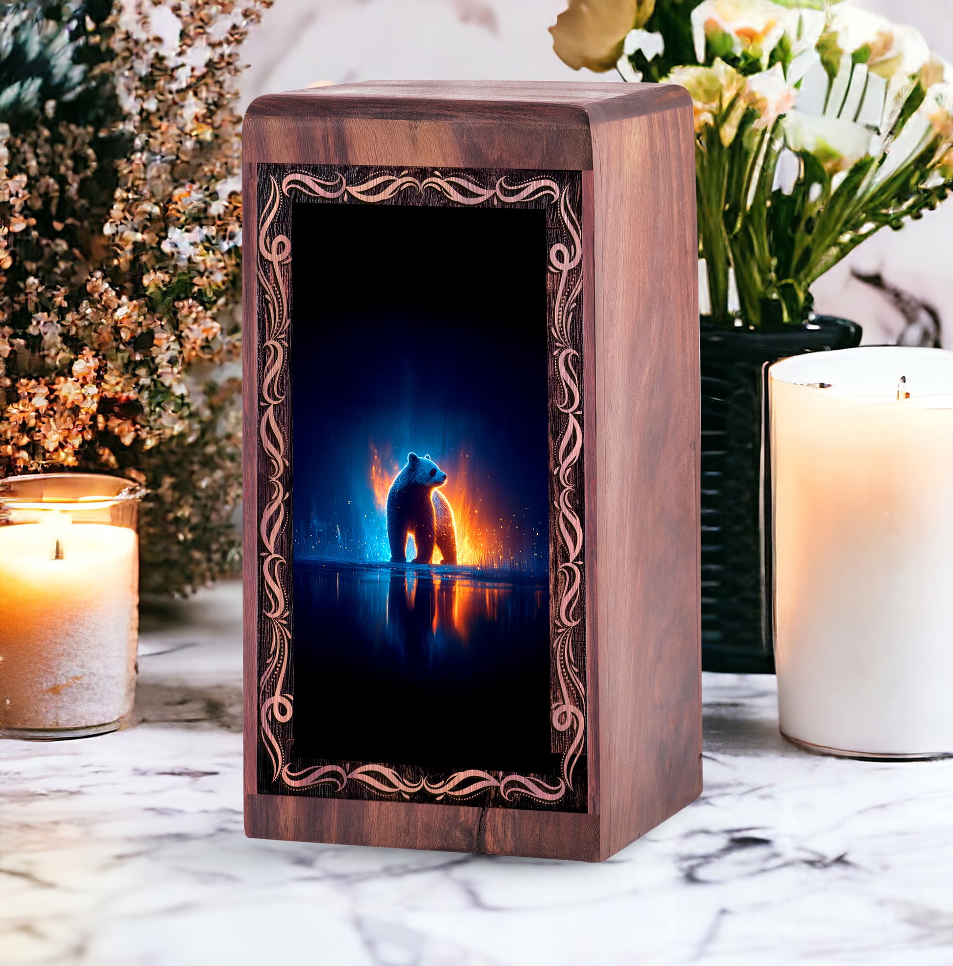 Spirit Bear Cremation Urn – Night Glow Theme Cremation Urn For Burial