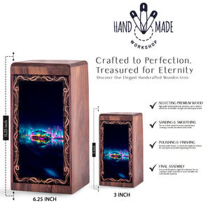 Neon Truck Wooden Urn For Cremation - City Theme Cremation Urn For Human Ashes