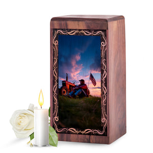 Tractor Rustic Farmer Theme Urn For Ashes - Memorial Cremation Funeral Urn For Ashes