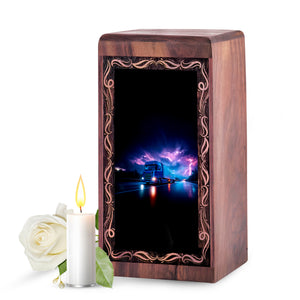 Lightning Truck Theme Urn For Ashes - Wooden Cremation Urn For Burial