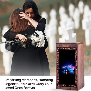 Lightning Truck Theme Urn For Ashes - Wooden Cremation Urn For Burial