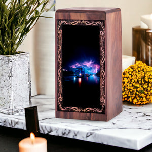 Lightning Truck Theme Urn For Ashes - Wooden Cremation Urn For Burial