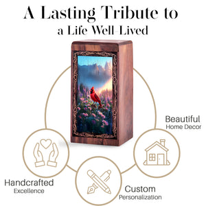 Bird Handmade Memorial Urn For Cremation - Sunrise Cardinal Theme Urn For Woman