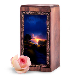 Dove Handmade Cremation Urn For Human - Calm Lake Theme Memorial Urn