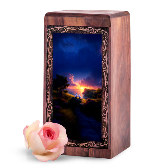 Dove Handmade Cremation Urn For Human - Calm Lake Theme Memorial Urn